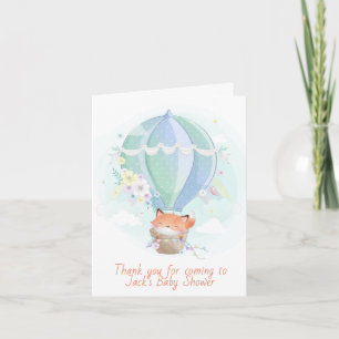 Carte De Remerciements Renard mignon en montgolfière Baby Shower