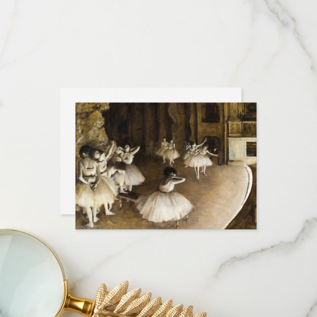 Carte De Remerciements Répétition de ballet sur scène par Edgar Degas (Devant/Arrière en situation)