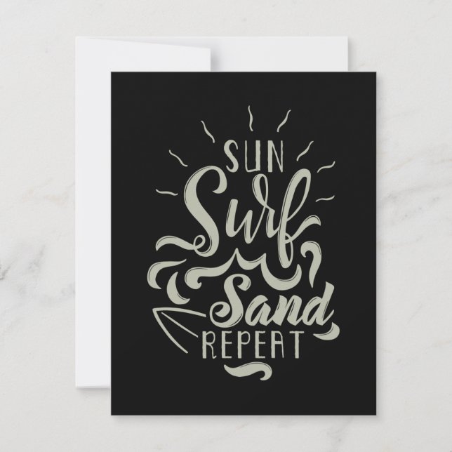 Carte De Remerciements Répétition du sable Surf Sun (Devant)