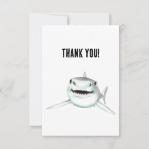 Carte De Remerciements requin aquarelle souriant gris vert océan animal