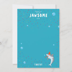 Carte De Remerciements Requin mignon dans la fête d'anniversaire des enfa