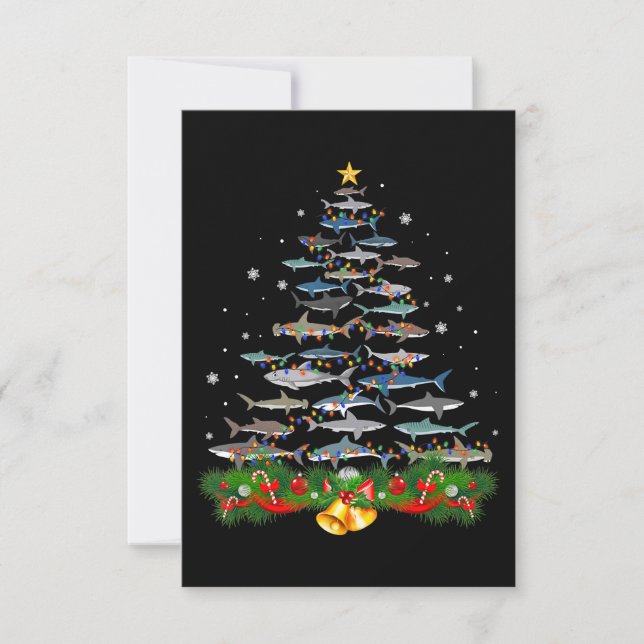 Carte De Remerciements Requin Noël Arbre de requin Amateurs de cadeaux (Devant)