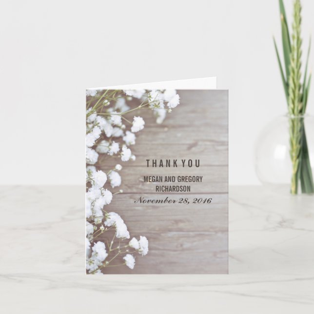 Carte De Remerciements Respiration de Bébé Remerciement de Mariage Rustiq (Devant)