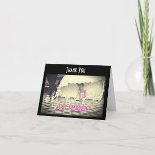 Carte De Remerciements Restaurant Rétro Couple de Mariés Remerciements