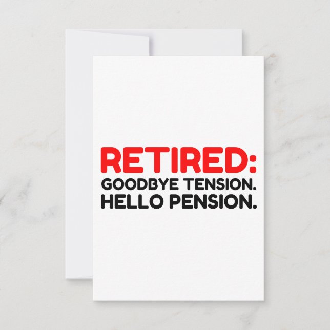 Carte De Remerciements Retraité Au revoir tension bonjour pension (Devant)