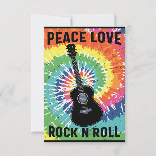 Carte De Remerciements Retro 80s Hippie Peace Love Rock N Roll (Devant)