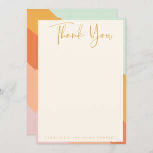 Carte De Remerciements Retro Abstrait Stripes Chic Custom Wedding