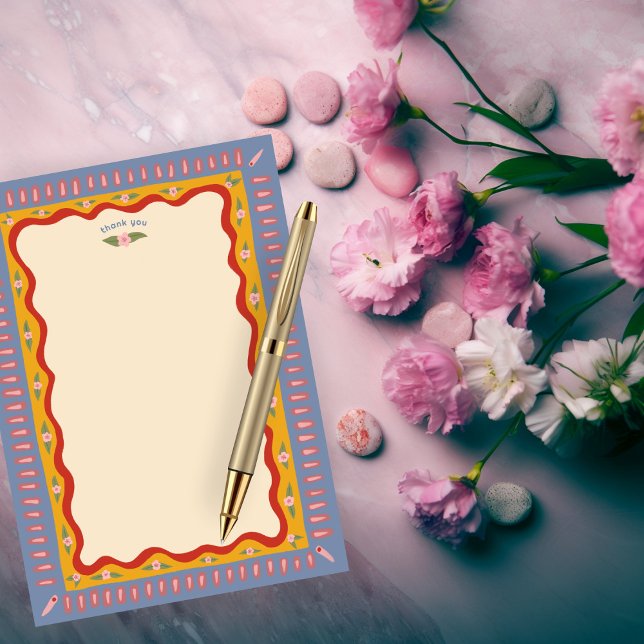 Carte De Remerciements Retro Boho Fun Mariage Fait Main sur Mesure Shower (Retro Boho Fun Handmade CUSTOM Bridal Shower Thank You Card
)