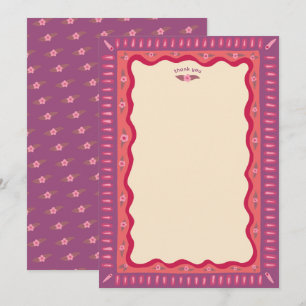 Carte De Remerciements Retro Boho Fun Mariage Fait Main SUR MESURE Shower