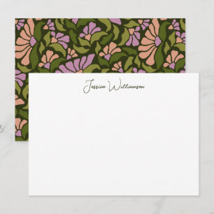 Carte De Remerciements Retro Boho Green Botanical Super Personnalisé