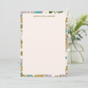 Carte De Remerciements Retro Boho Turquoise Brown Floral Cute Baby shower