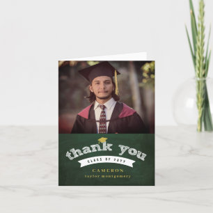 Carte De Remerciements Retro Chalboard Sketch Photo Graduation Cap Grad