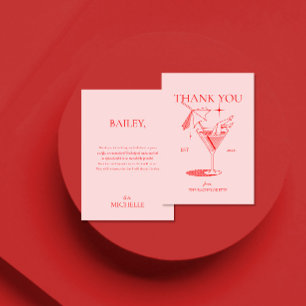 Carte De Remerciements Retro Cocktail Bachelorette Party