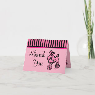 Carte de remerciements Retro Cute French Pink Pood