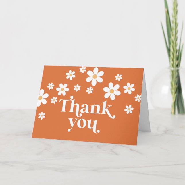Carte De Remerciements Retro Daisy burnt orange boho thank you card (Devant)