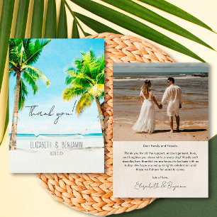 Carte De Remerciements Retro Destination Tropicale Photo Plage Mariage