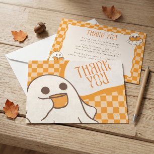 Carte De Remerciements Rétro Fantôme Mignon Halloween