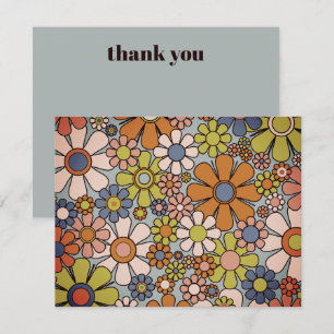 Carte De Remerciements Retro Garden Vintage années 60 les années 70 Fleur