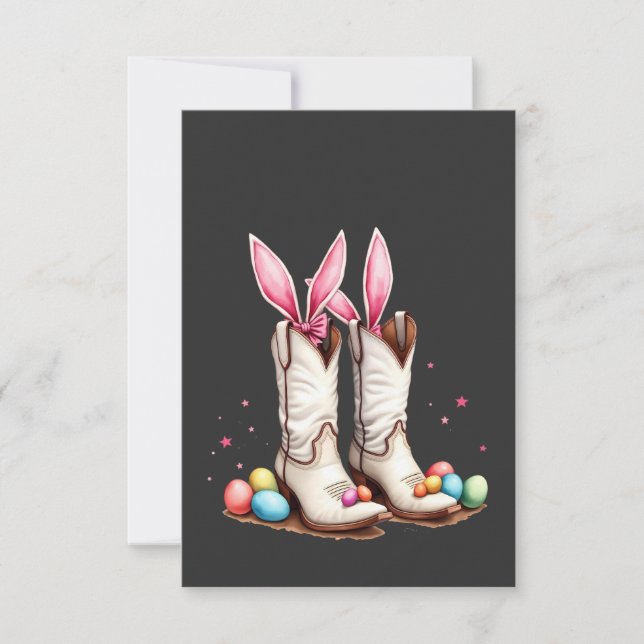 Carte De Remerciements Retro Howdy Easter Funny Cowboy Boots Easter Eglis (Devant)