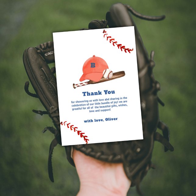 Carte De Remerciements Retro LIttle Slugger Baseball Sport Baby Shower  (Retro LIttle Slugger Baseball Sport Baby Shower Thank You Card)