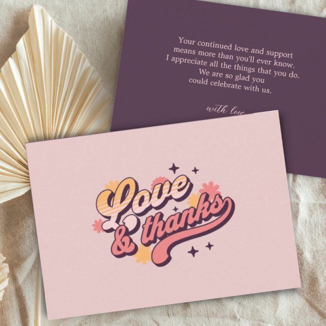 Carte De Remerciements Retro Love and Thanks Super Text Baby shower (Créateur téléchargé)