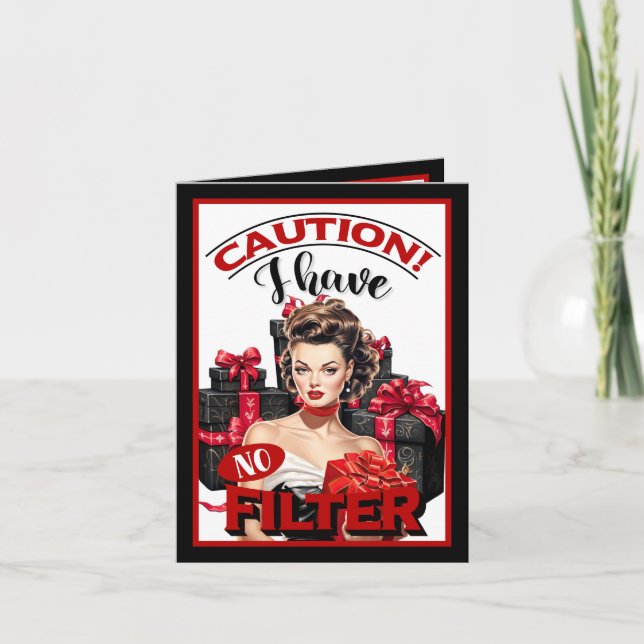 Carte De Remerciements Retro Noël Sans Filtre Pinup (Devant)