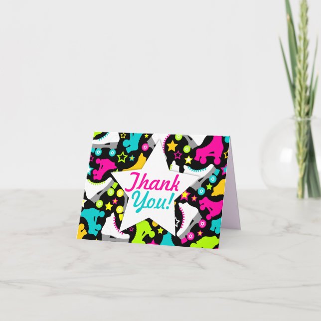 Carte De Remerciements Retro Patins "Merci" (Devant)