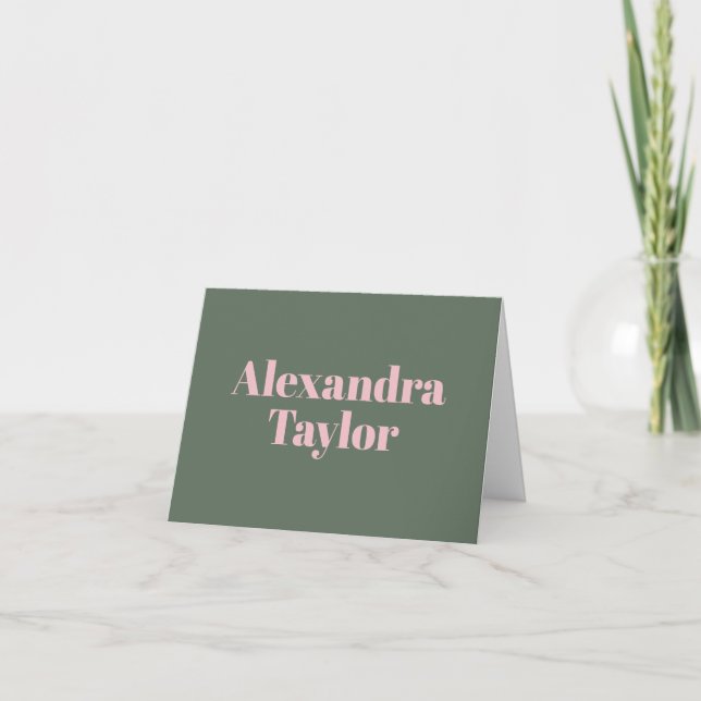 Carte De Remerciements Retro Pink Green Cute Aesthetic Personalized Name (Devant)