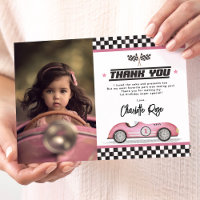 Retro Pink Race Car Girl Anniversaire Photo