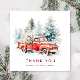 Carte De Remerciements Retro Red Farm Truck Noël Entreprise Fête