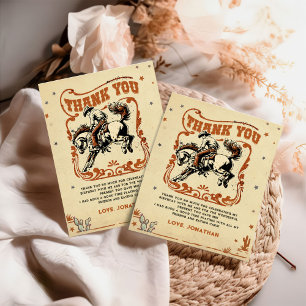Carte De Remerciements Retro Rodeo Western Cowboy Anniversaire