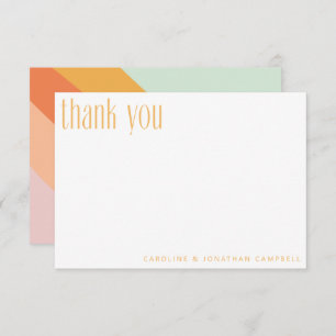 Carte De Remerciements Retro Stripes Mint Coral Peach Custom Wedding