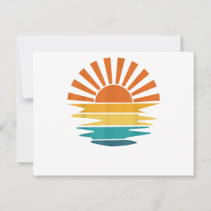 Carte De Remerciements Retro Sunset Rays Wavy Vintage Retro Sunshine Sun