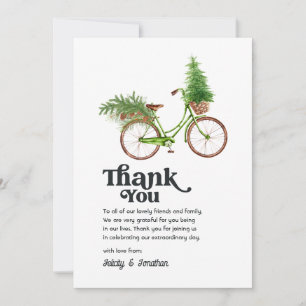 Carte De Remerciements Retro Vélo Arbre de Noël Mariage de vacances