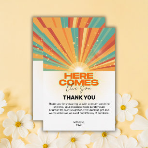 Carte De Remerciements Retro Voici Le Baby shower Fils