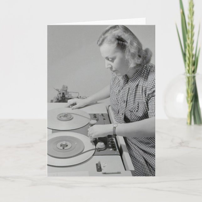 CARTE DE REMERCIEMENTS RETRO WOMAN DJ FUNNY CARD D'ANNIVERSAIRE POUR ELLE (Devant)