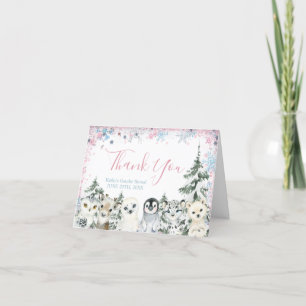 Carte De Remerciements Révélation du genre animal d'hiver Lui ou elle