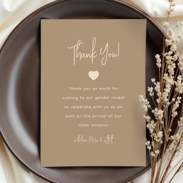 Carte De Remerciements Révélation minimaliste Brown du genre (Créateur téléchargé)