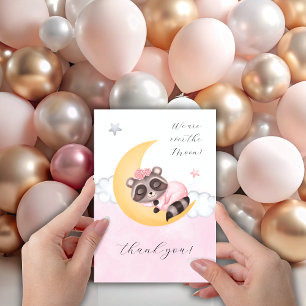 Carte De Remerciements rêver sur la lune bébé raccoon