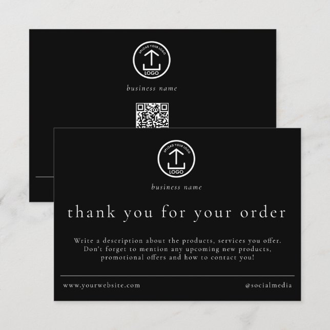 Carte De Remerciements Review Thank You Order Packaging Business Logo (Devant / Derrière)