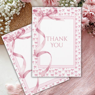 Carte De Remerciements Ribbon rose Satin Élégant bébé fille douche