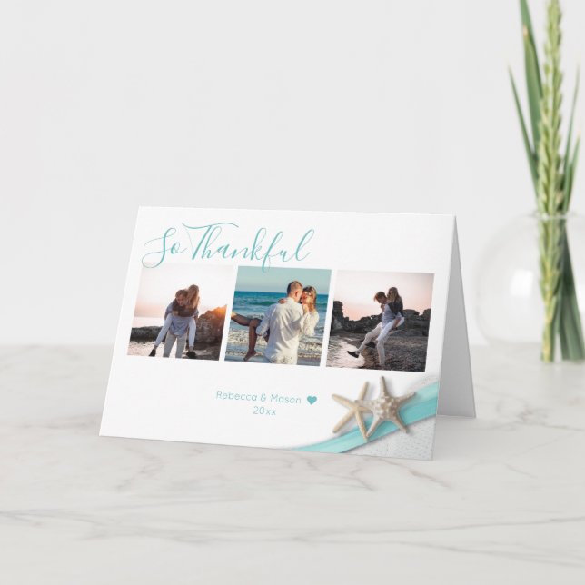 Carte De Remerciements Ribbon Starfish et dentelle avec photo (Devant)