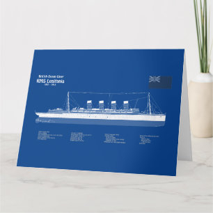 Carte De Remerciements RMS Lusitania - Plan directeur des navires ABD