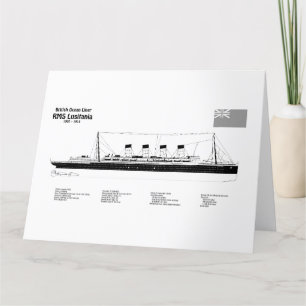 Carte De Remerciements RMS Lusitania - Plan directeur des navires BD