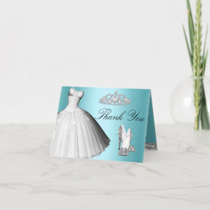 Carte De Remerciements Robe bleue de parties scintillantes d'étincelle et