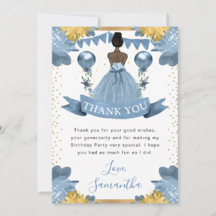 Carte De Remerciements Robe Bleue Poussiéreuse pour Princesse à la Peau F