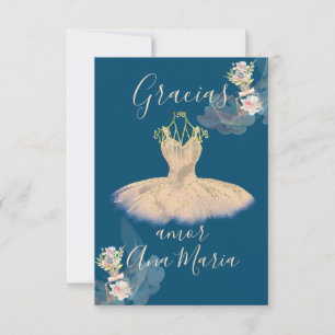 Carte De Remerciements Robe de ballerine en or rose gazeux Parfum floral