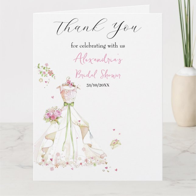 Carte De Remerciements Robe de mariage remerciements personnalisée (Devant)