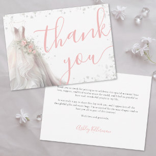 Carte De Remerciements Robe de Mariée Élégante Rose pour Baby Shower Mari