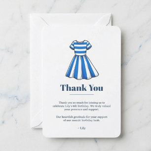 Carte De Remerciements Robe de Marin Bleu Nautique et Blanc pour Fête